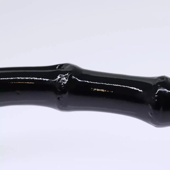 GUCCI Bamboo Hand Bag Enamel Black Auth - Picture 13 of 15